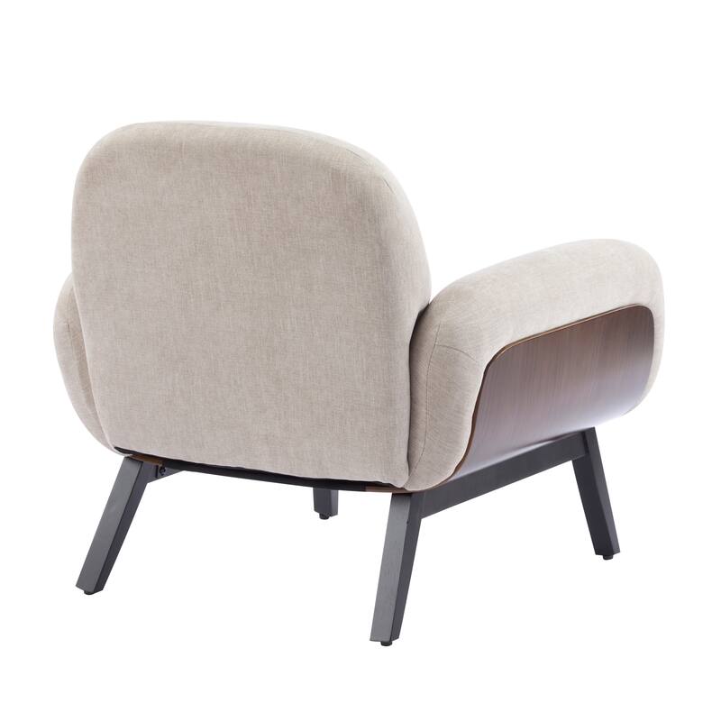 Christopher Knight Home - Modern Upholstered Accent Arm Chair with Round Arms and Solid Wood Legs