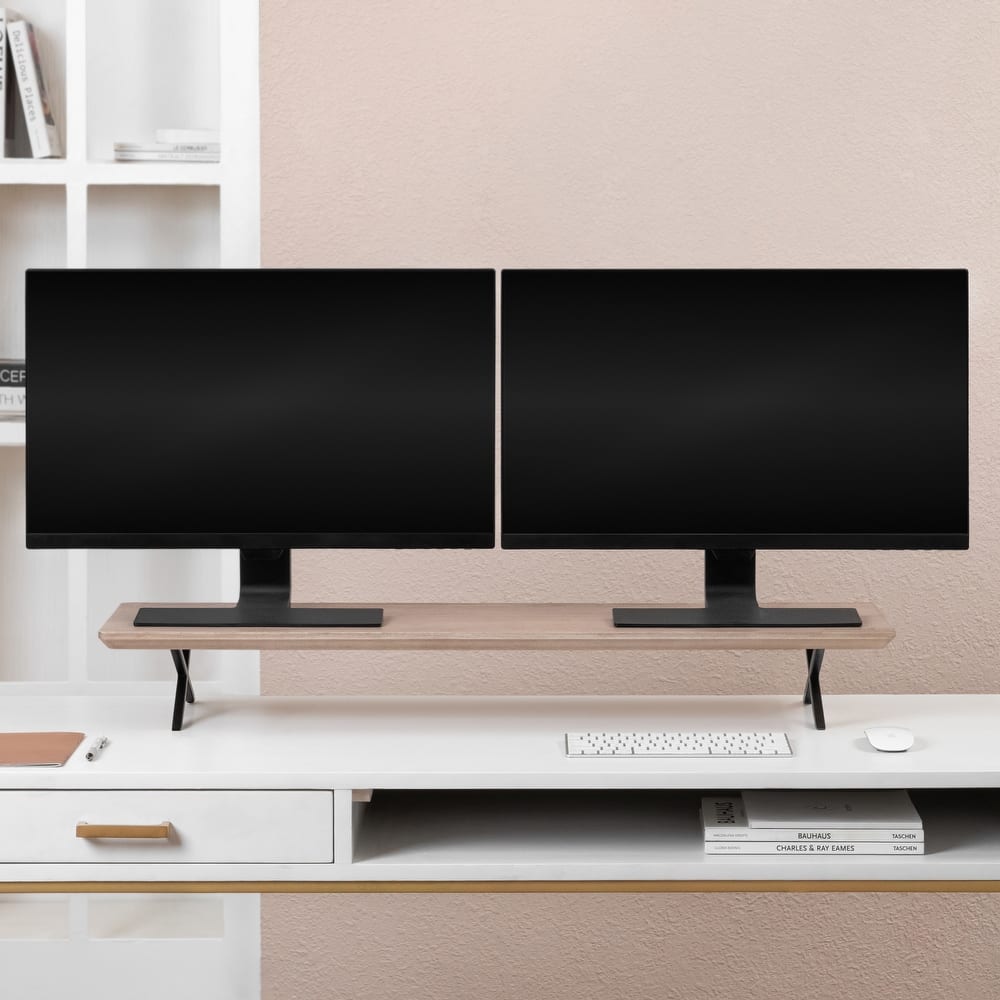 Jani Wood Monitor Stand Riser Desk - Ergonomic Design Stand, Desktop Organizer Table for Home, Office Workspace, Gaming Desk