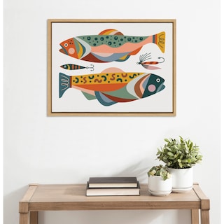 Kate and Laurel Sylvie Gone Fishing Framed Canvas by Rachel Lee