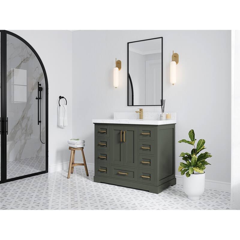 Willow Collection 42 in W x 22 in D x 36 in H Boston Single Bowl Sink Bathroom Vanity with Countertop