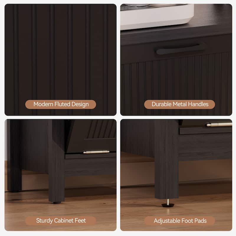 Black 20 Gallon Double Tilt Out Trash Cabinet with 2 Drawers