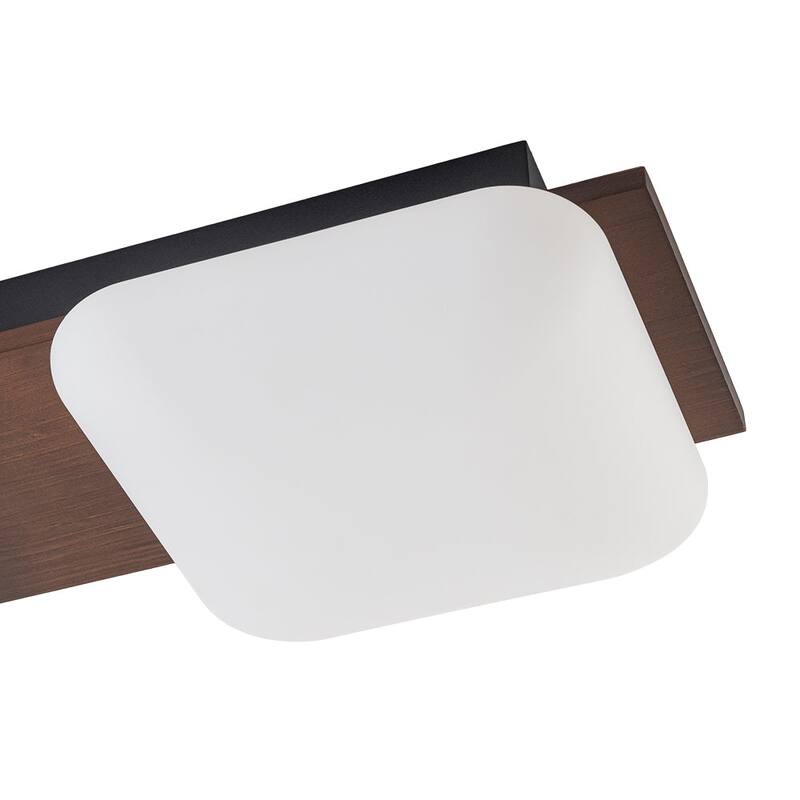 Modern Faux Walnut Wood Grain 3-Light Dimmable LED Flush Mount - 30.7 in