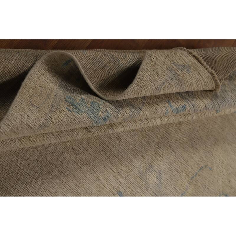 Hand Knotted Oriental 100% Wool Carpet Transitional All-Over Beige & Ivories Oushak Area Rug - 11' 9'' X 9' 0''