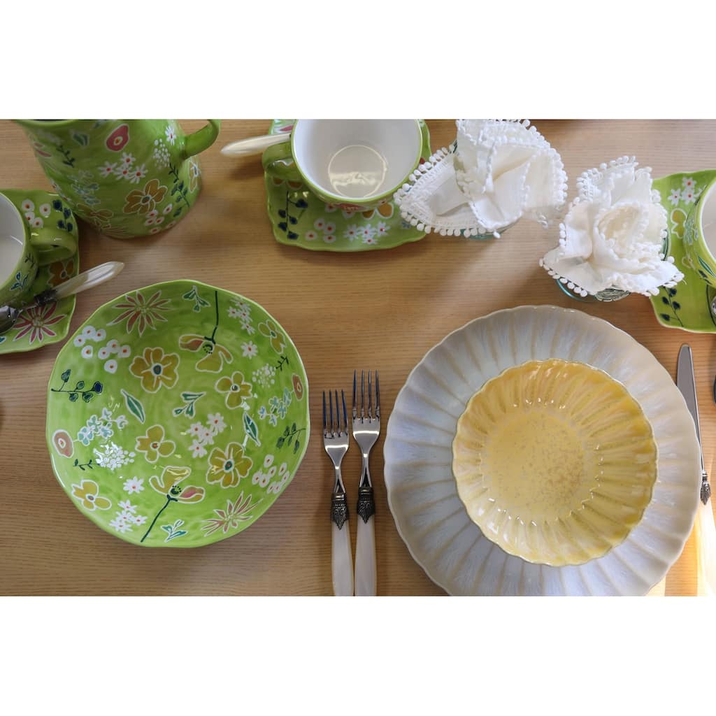 Euro Ceramica Primavera 8.8” Handpainted All-Purpose Bowl - 50.5 oz