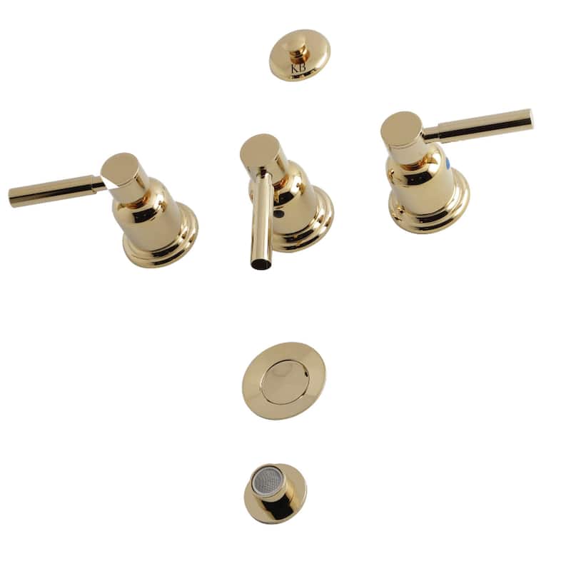 Kingston Brass Concord 1.5 GPM Widespread Bidet Faucet with 3 Lever - Polished Brass