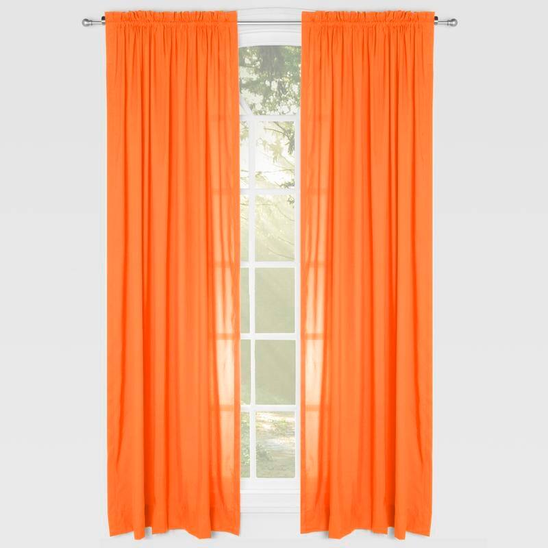Learning Linens Solid Color 84-inch Microfiber Rod Pocket Curtain - Orange