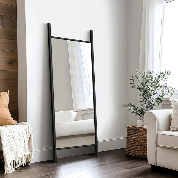 Solid Wood Right Angle Rectangular Full Length Mirror with Stand