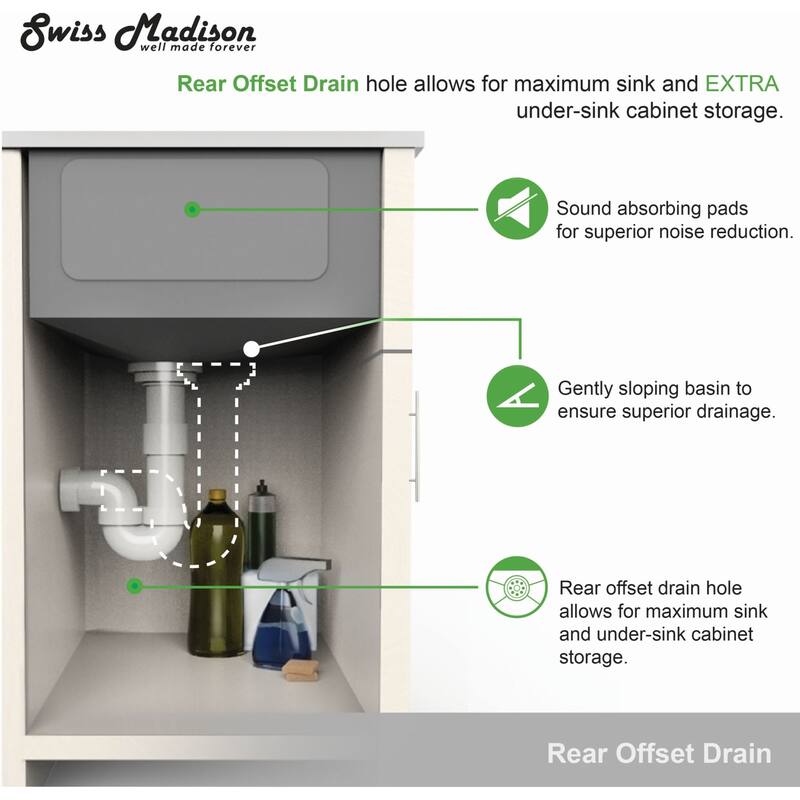 Swiss Madison 32" Undermount Double Basin Stainless Steel Kitchen Sink