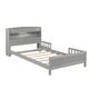 preview thumbnail 32 of 77, Pine Wood Platform Bed Low-Profile Bed Frame with Storage Headboard, Motion Sensor LED Light, Movable Guardrail, Slats Support