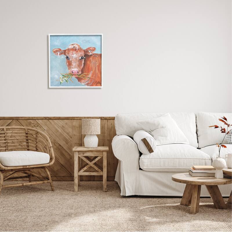 Stupell Cattle With Herb Sprigs Portrait Framed Giclee Art by Molly Susan Strong