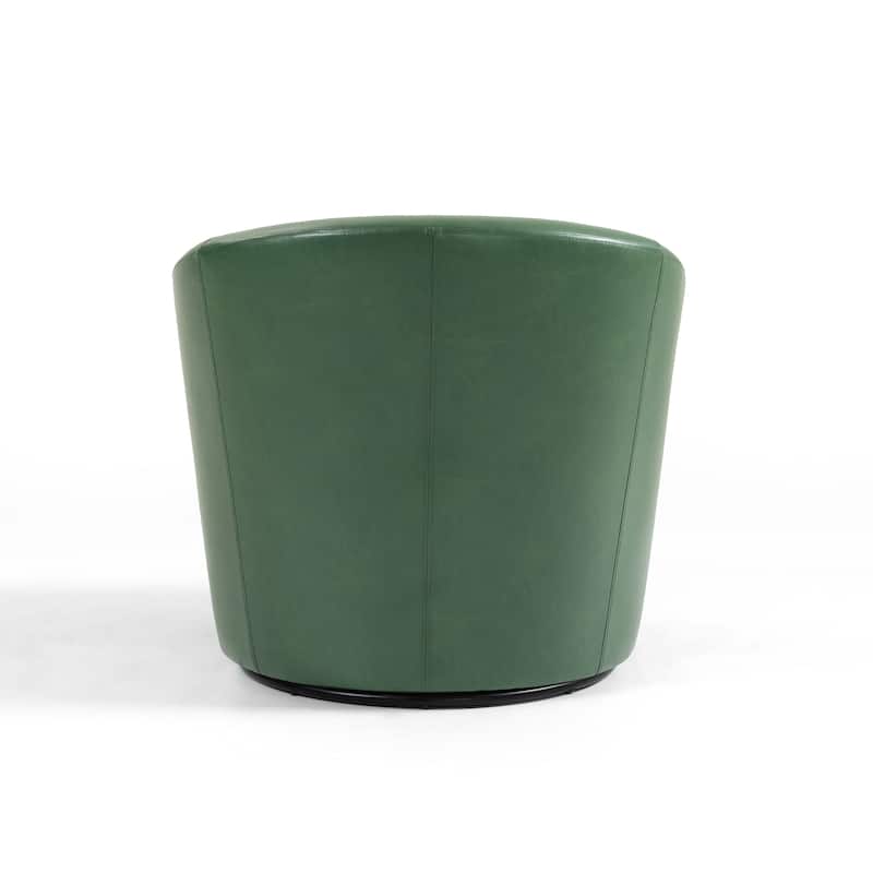 Faux Leather Velvet Upholstered Swivel Barrel Chair