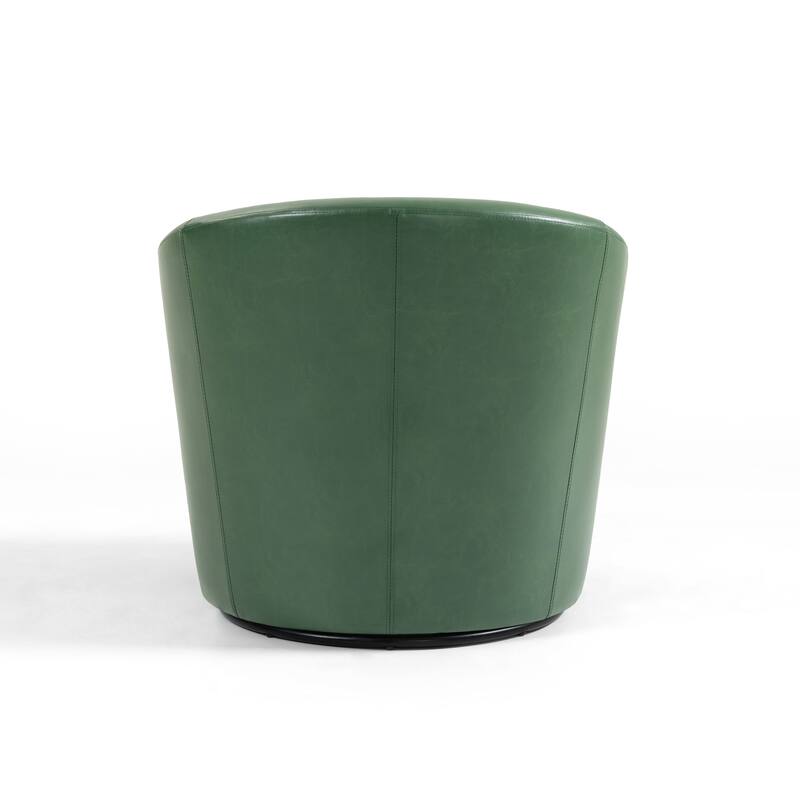 2 Set Vegan Leather Armchair Barrel Swivel Accent Chairs