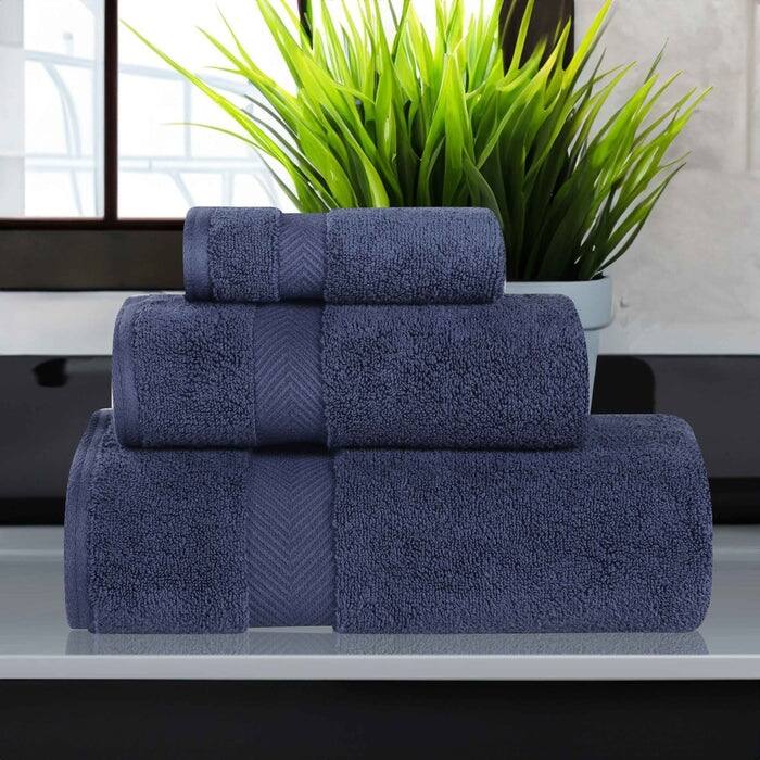 Superior Soft & Absorbent Zero Twist Cotton 3-piece Towel Set - Midnight Blue