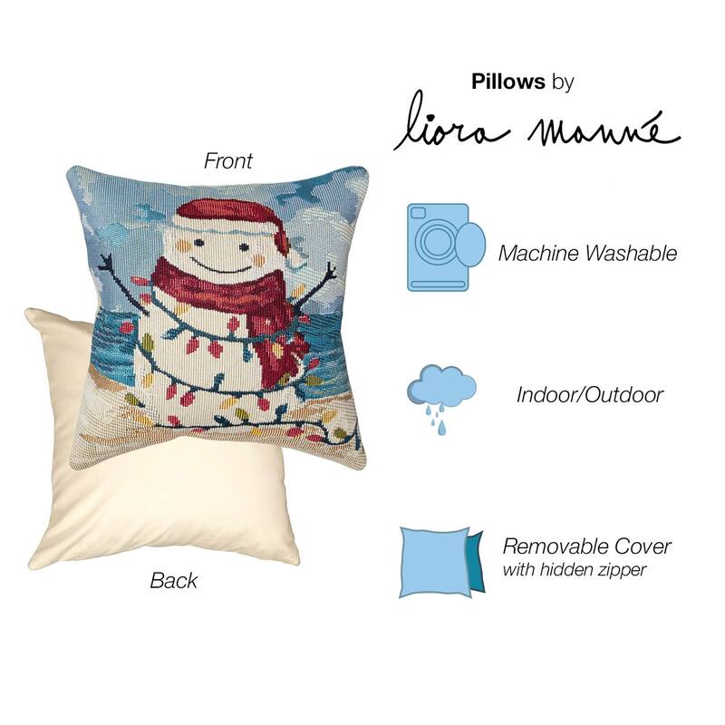Liora Manne Marina Beach Snowman Indoor/Outdoor Pillow