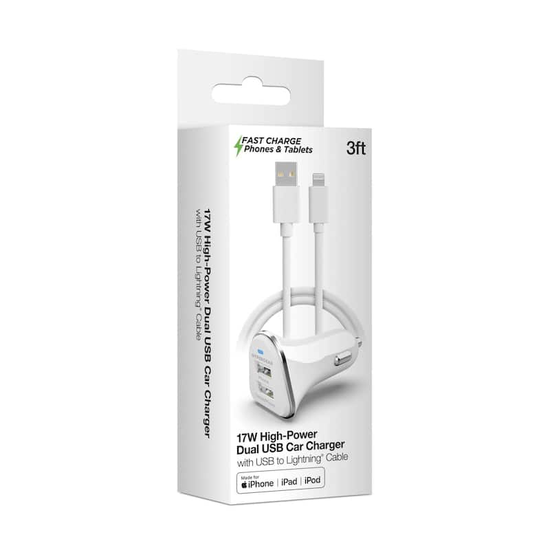 HyperGear Hi-Power Dual USB 3.4A Car Charger for iPhones and AirPods