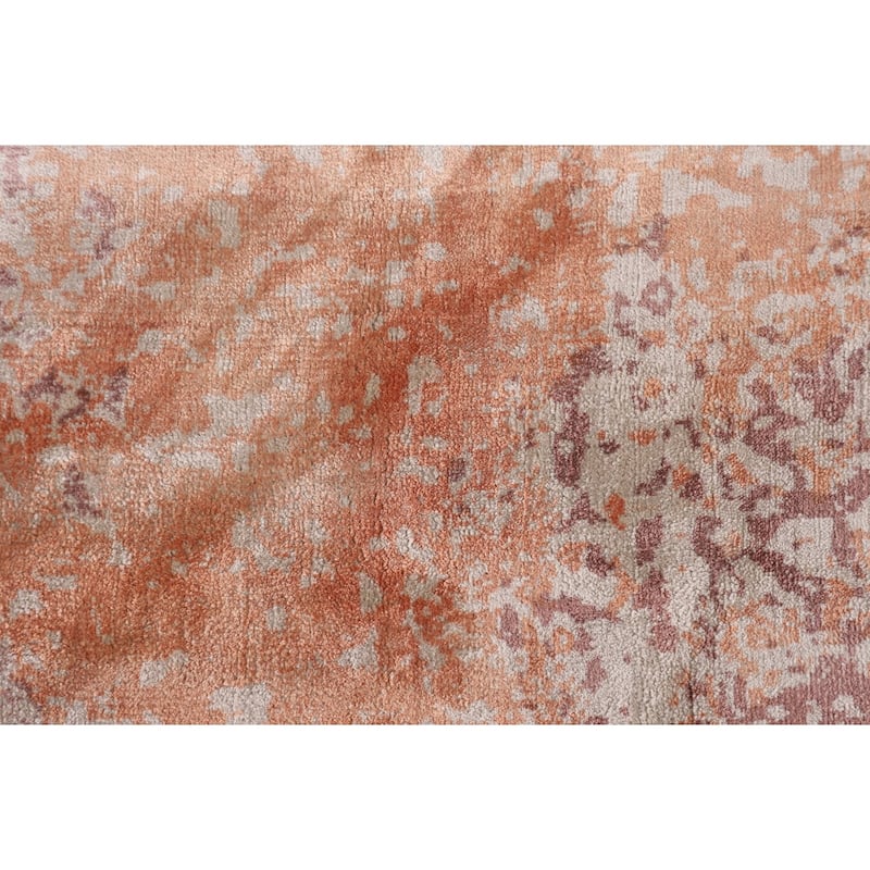 Contemporary Abstract Indian Area Rug Hand-Knotted Wool Carpet - 4'7"x 6'4"
