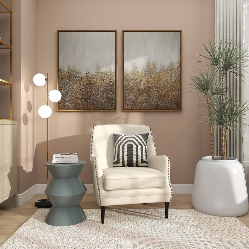 CosmoLiving by Cosmopolitan Canvas Glitter Flakes Geode Living Room Framed Wall Art with Gold Frame