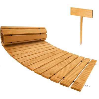 8ft Wooden Garden Pathway, Curved Roll-Out Cedar Walkway for Wedding or Beach