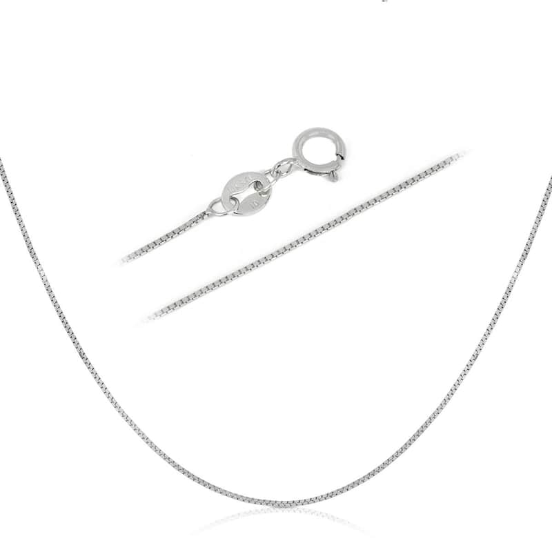 10k Solid White Gold Classic Box Chain Necklace 0.6mm