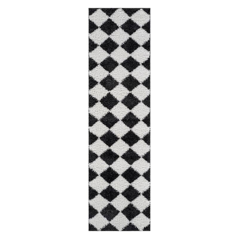 Diamond Wave Shag Rug - Cozy Feel for Living Room, Bedroom, or Entryway - Anthracite Dark Gray - Medium Pile
