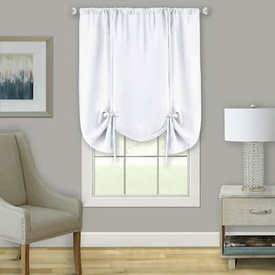 Kate Aurora Shabby Linen Farmhouse Sheer Flax Curtain Tie Up Window Shade - 42 in. W x 63 in. - 42 in. W x 63 in.