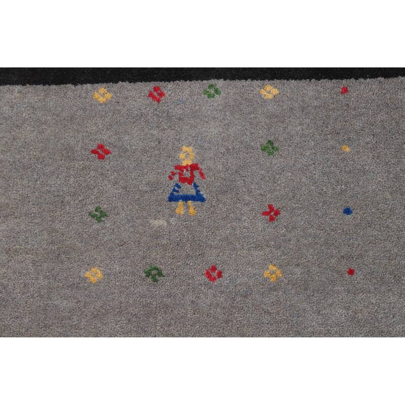 Gray Gabbeh Oriental Area Rug Handmade Wool Carpet - 9'4" x 11'9"