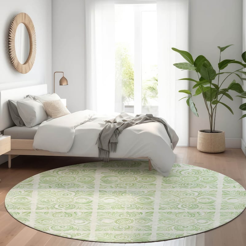 Premium Washable Super Soft Traditional Mosaic Mayfield Rug - Aloe - 8' x 8'