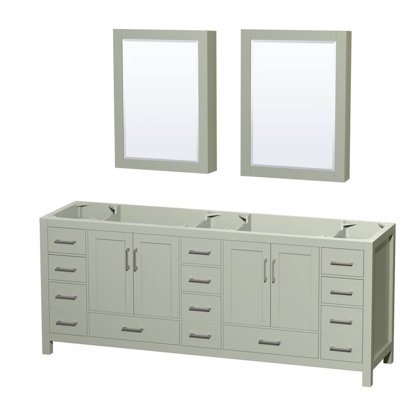 Wyndham Collection WCS141484DSXXMED Sheffield 84" Double Free Standing - Light Green / Brushed Nickel Hardware - Painted
