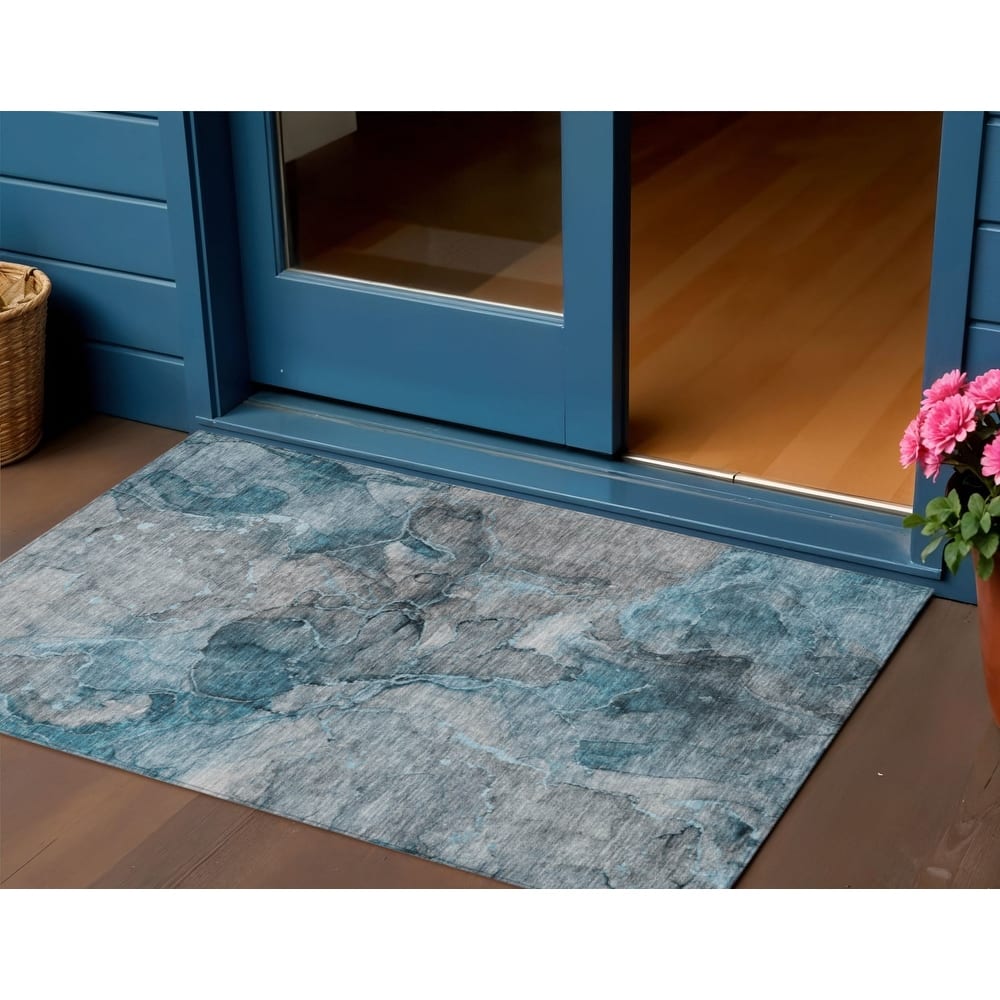 HomeRoots Abstract Transitional Rectangle Outdoor Rug
