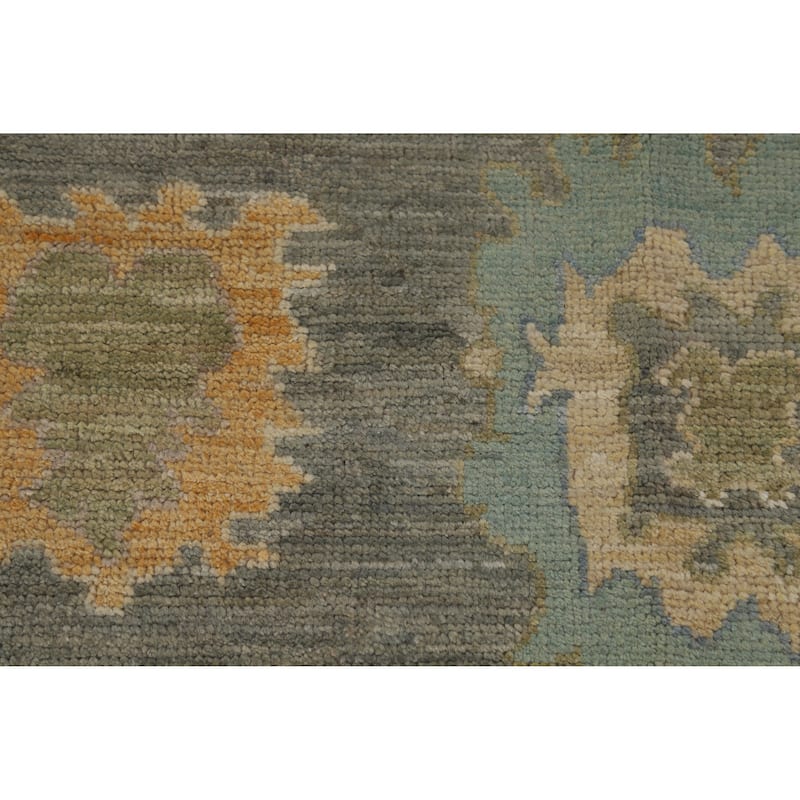 Hand Knotted Oriental 100% Wool Carpet Transitional All-Over Green Oushak Area Rug - 10' 4'' X 8' 2''
