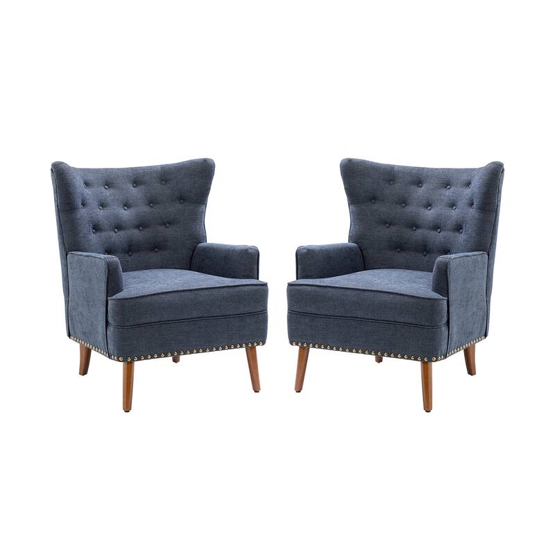 Alpheus Accent Armchair with Tufted Back Set of 2 by HULALA HOME