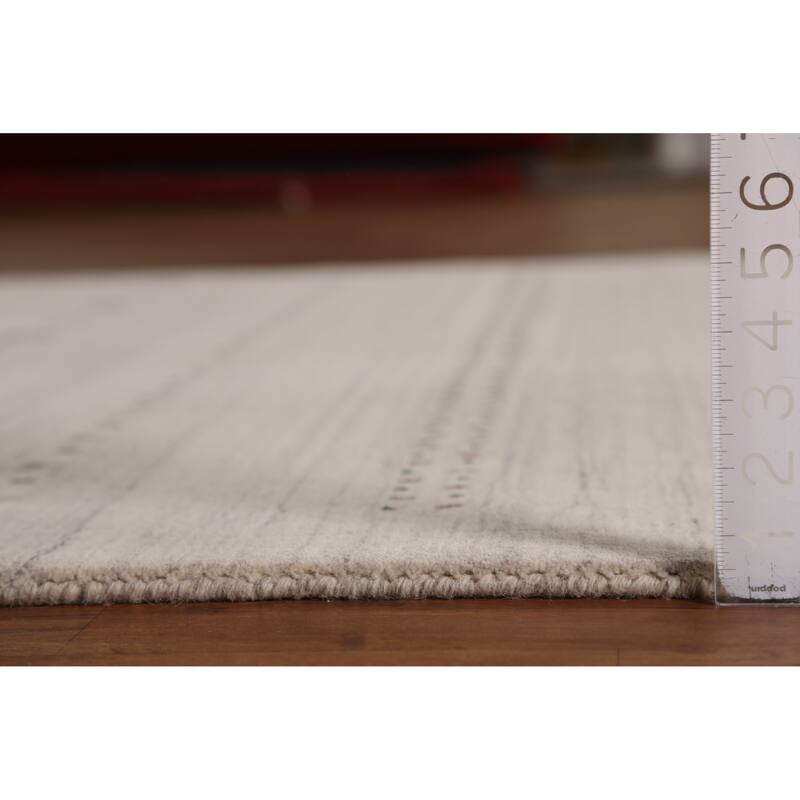 Tribal Beige Gabbeh Area Rug Handmade Modern Wool Carpet - 5'4" x 7'9"