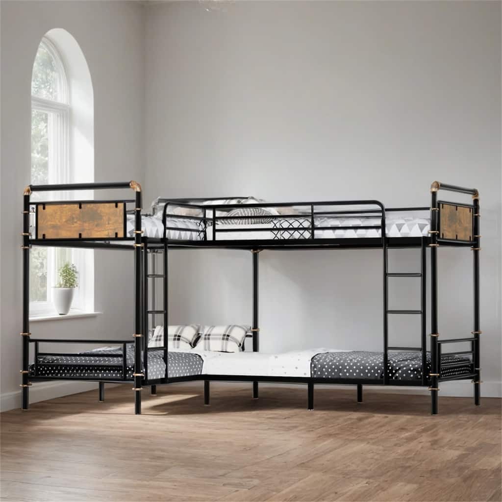 Twin Size Detachable Heavy Duty Metal Twin Quad Bunk Bed for 4 Kids