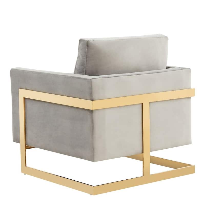 Lincoln Modern Velvet Upholstered Accent Designer Lounge Chair with Gold Frame for Living Room, Bedroom and Home Office - 34"