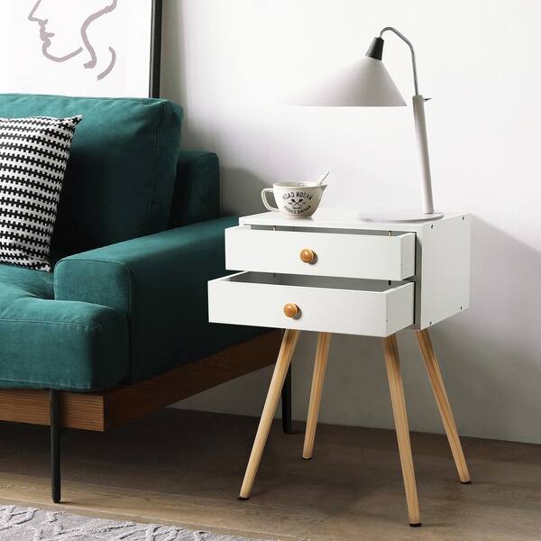 Shop Costway 2pc 2 Drawer Nightstand White Side Table End Table Overstock 31102429