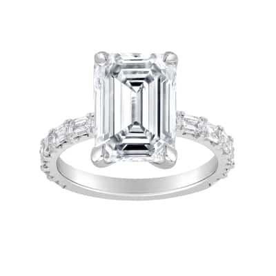Auriya 14k Gold 6 1/5ctw Emerald Lab Grown East-West Diamond Engagement Ring (E-F VS)