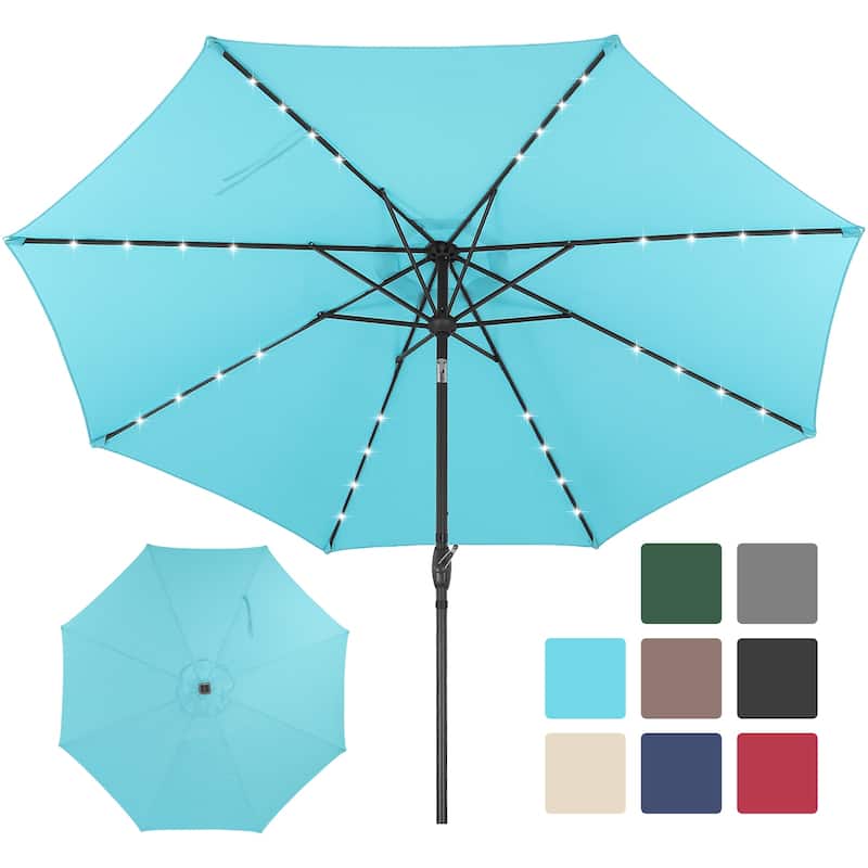 Autlaycil 10FT Solar Power LED Lights Patio Umbrella
