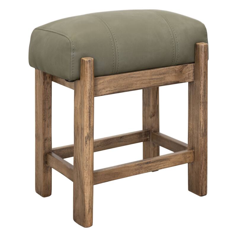 Eray Counter Stool, Almond, Barrel Brown, Olive Green Faux Leather