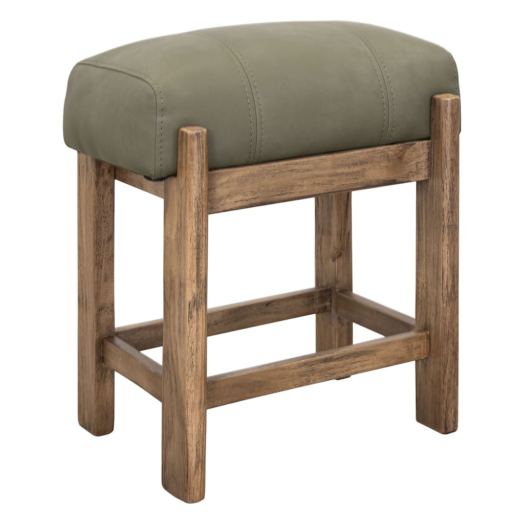 Eray Counter Stool, Almond, Barrel Brown, Olive Green Faux Leather
