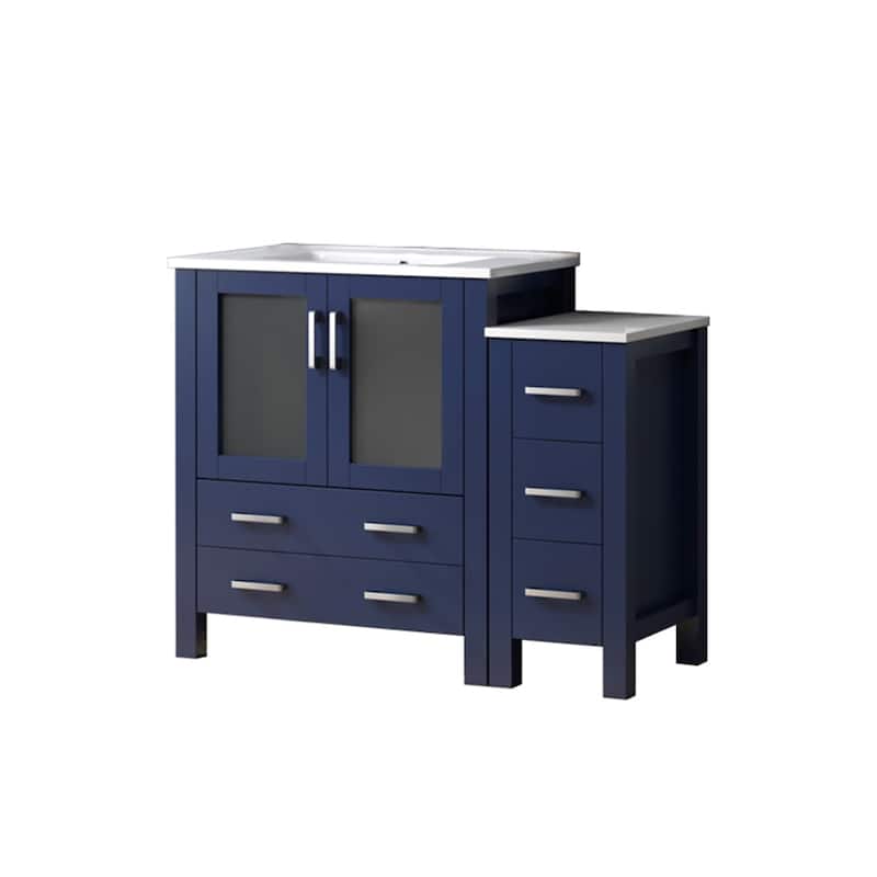 Volez Single Bath Vanity with Side Cabinet and White Ceramic Top