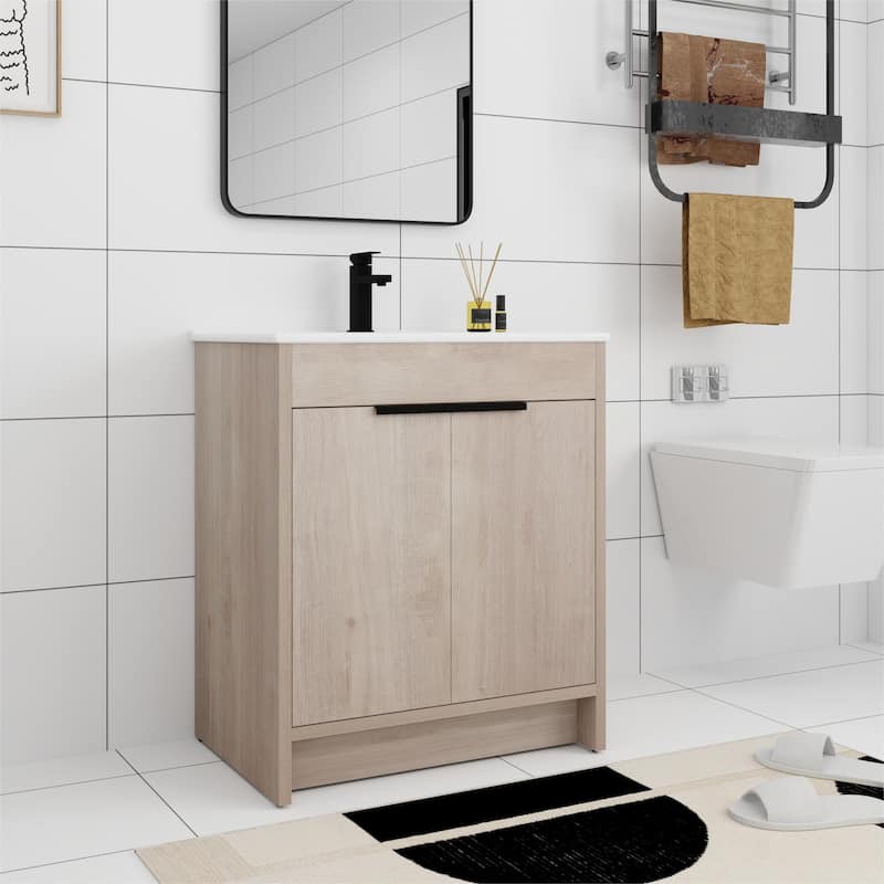 Bathroom Vanity With Sink In 24/30/36 Inch, Freestanding Bathroom Vanity With Soft Close Door and Adjustable Shelf