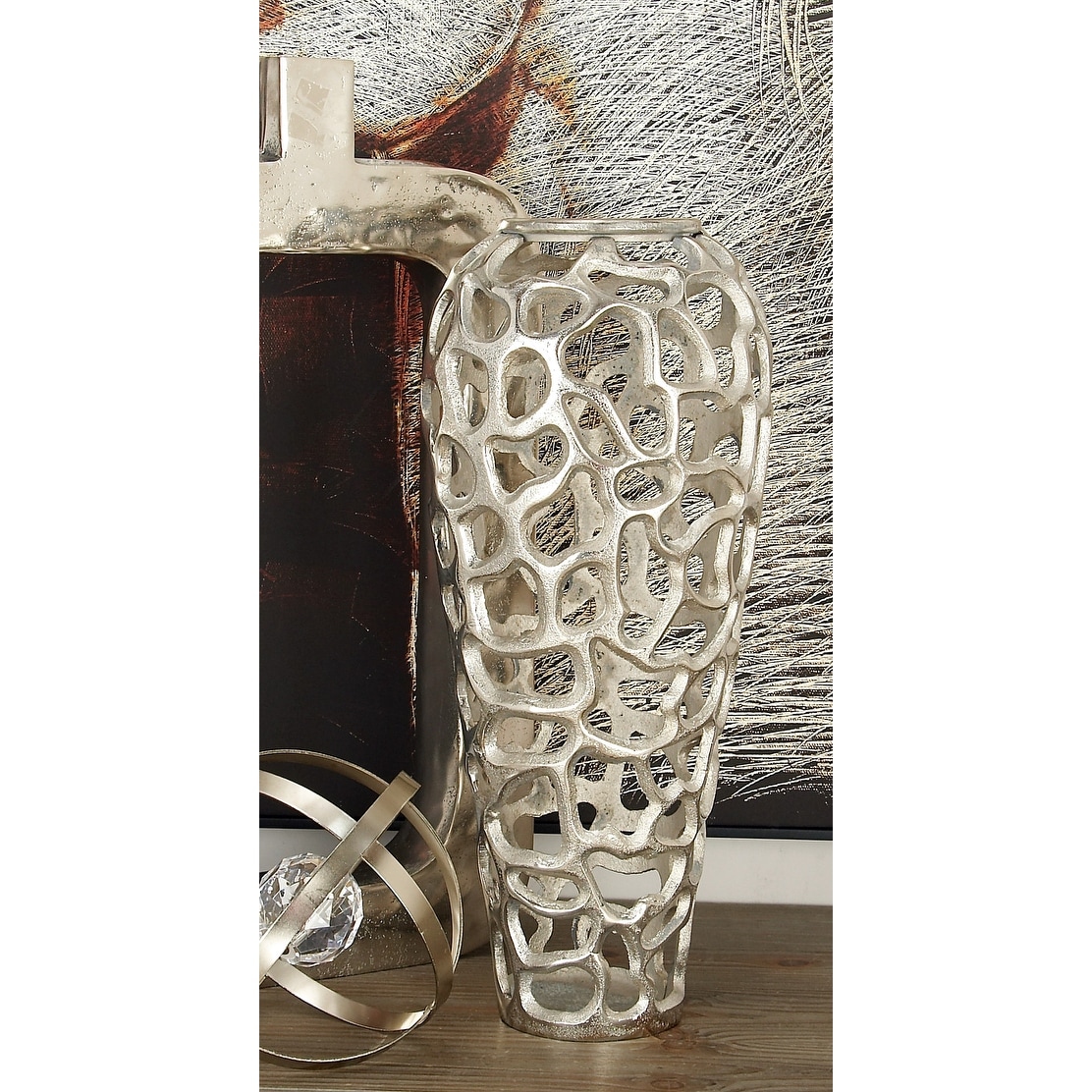 Gold Aluminum Metal Cutout Coral Decorative Vase