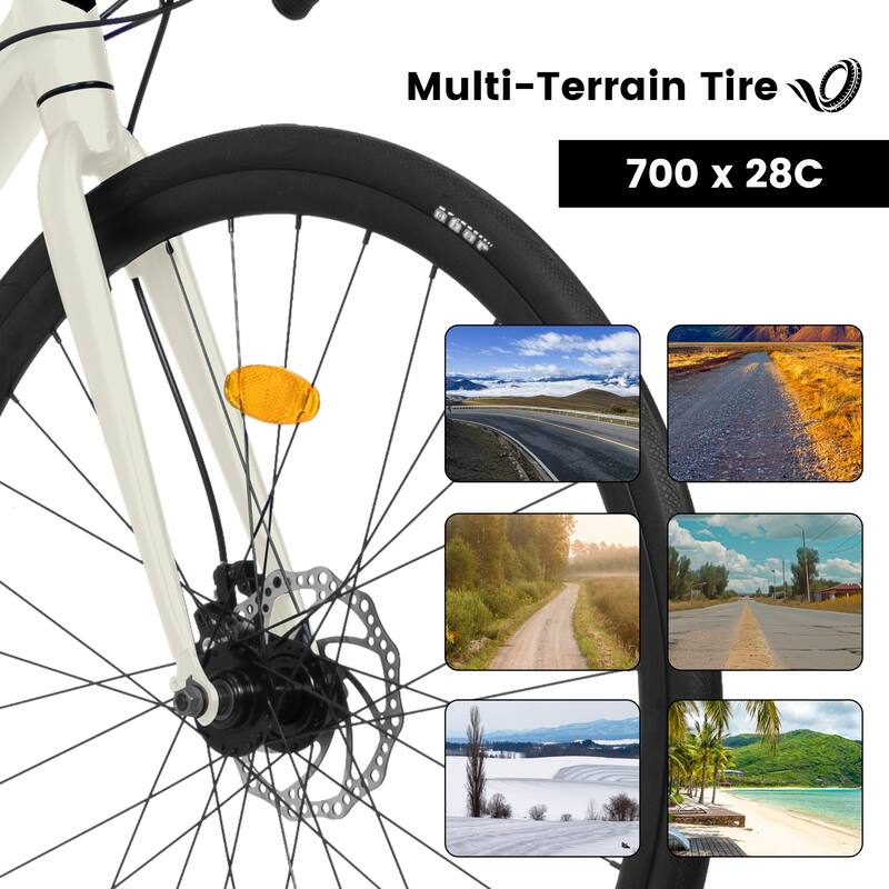 700Cx28 Road Bike, Lightweight Aluminum Frame, Disc Brakes, 16-Speed, Fast Acceleration, Suitable for Men and Women