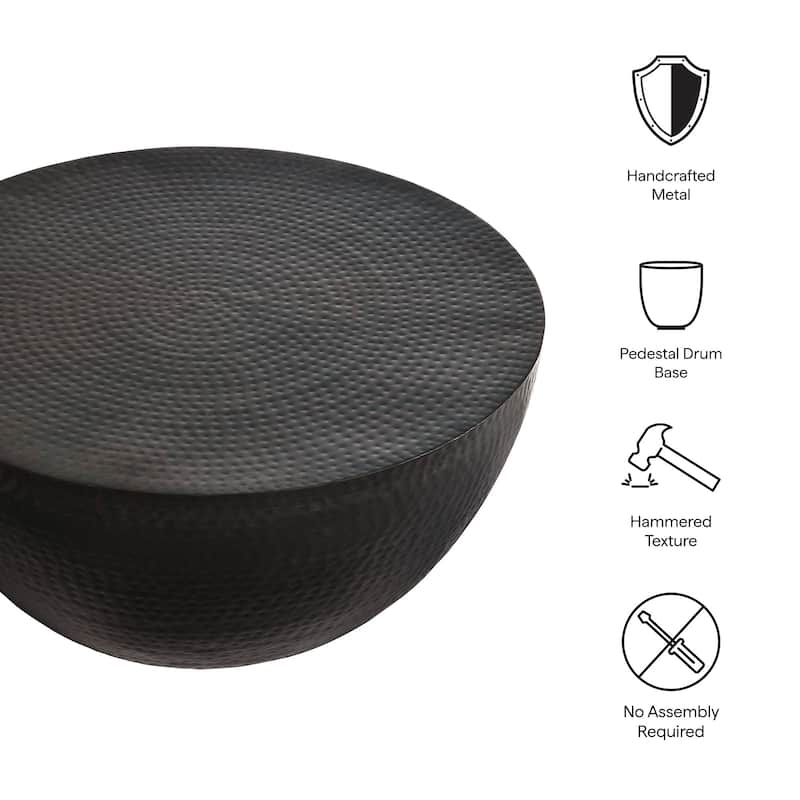 Mella 32 Inch Metal Hammered Coffee Table