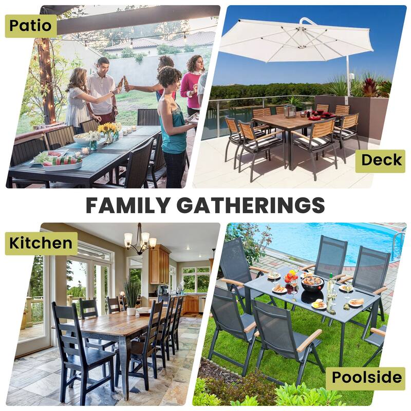 Outdoor Dining Extending Table Rectangular with Extension Leaf, Expandable Aluminum Table - See Picture