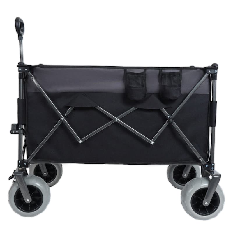 9"X4"All-Terrain Balloon Wheels!300l Xl Heavy-Duty Folding Wagon Cart - 480lbs Capacity,Conquers Sand & Rough Terrain,W/Brakes