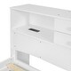 preview thumbnail 16 of 14, Full Size Wooden Platform Bed with Twin Size Trundle, USB Ports, 3-Drawers & Upper Shelves - Stylish White Design for Bedroom