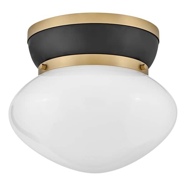 slide 2 of 5, Lark 83601 Lucy 12" Wide Flush Mount Bowl Ceiling Fixture with Cased Lacquered Brass / Black
