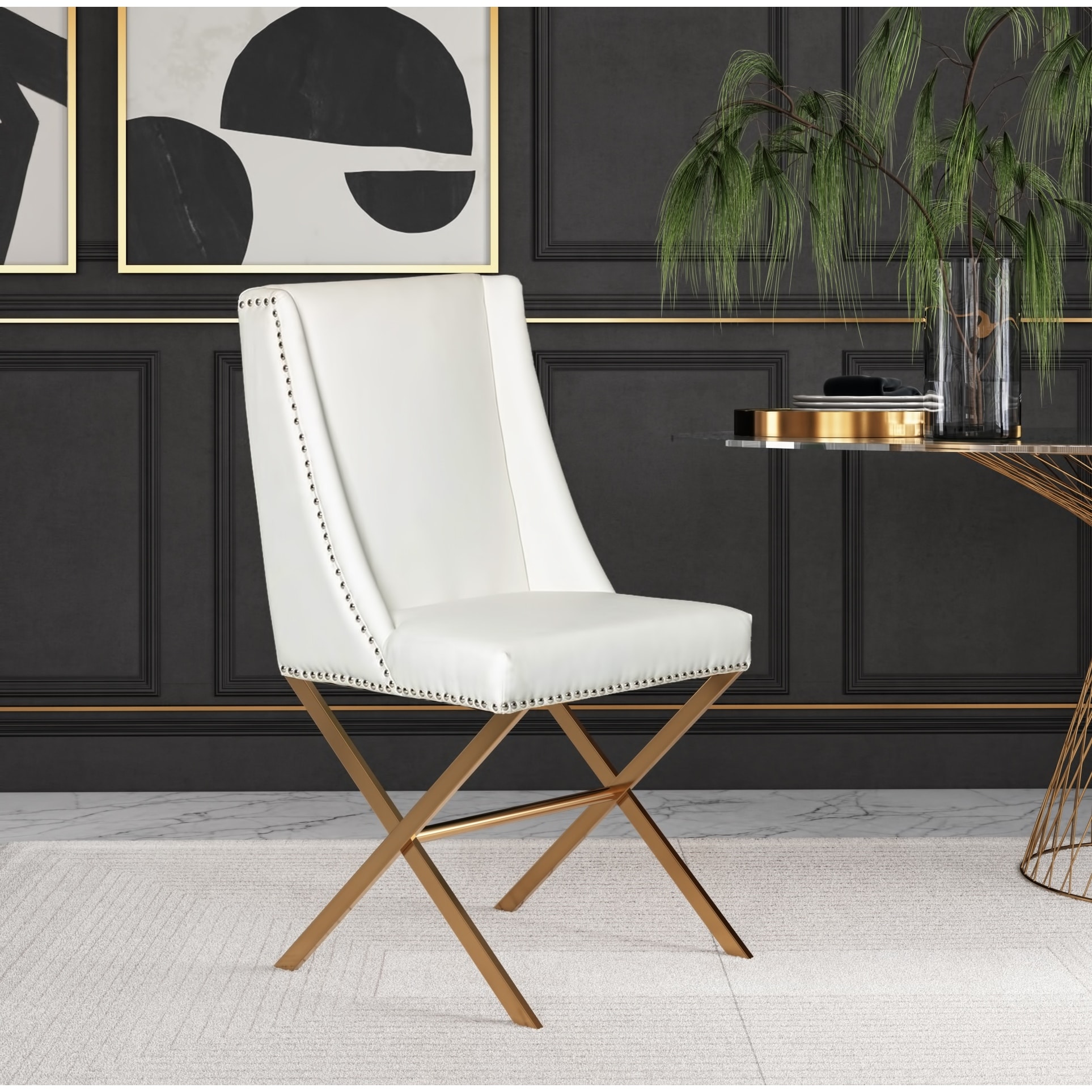 Modrest Alexia White Rosegold Dining Chair On Sale Bed Bath