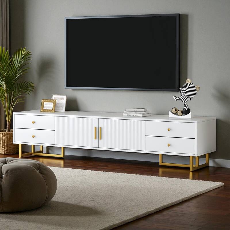 70.9'' Modern TV Stand for 65+ Inch TVs, Entertainment Center with 4 Drawers, Cabinet & Cable Management for Living Room